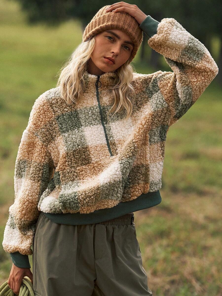 Sweat-shirt vert flanelle — manches longues
