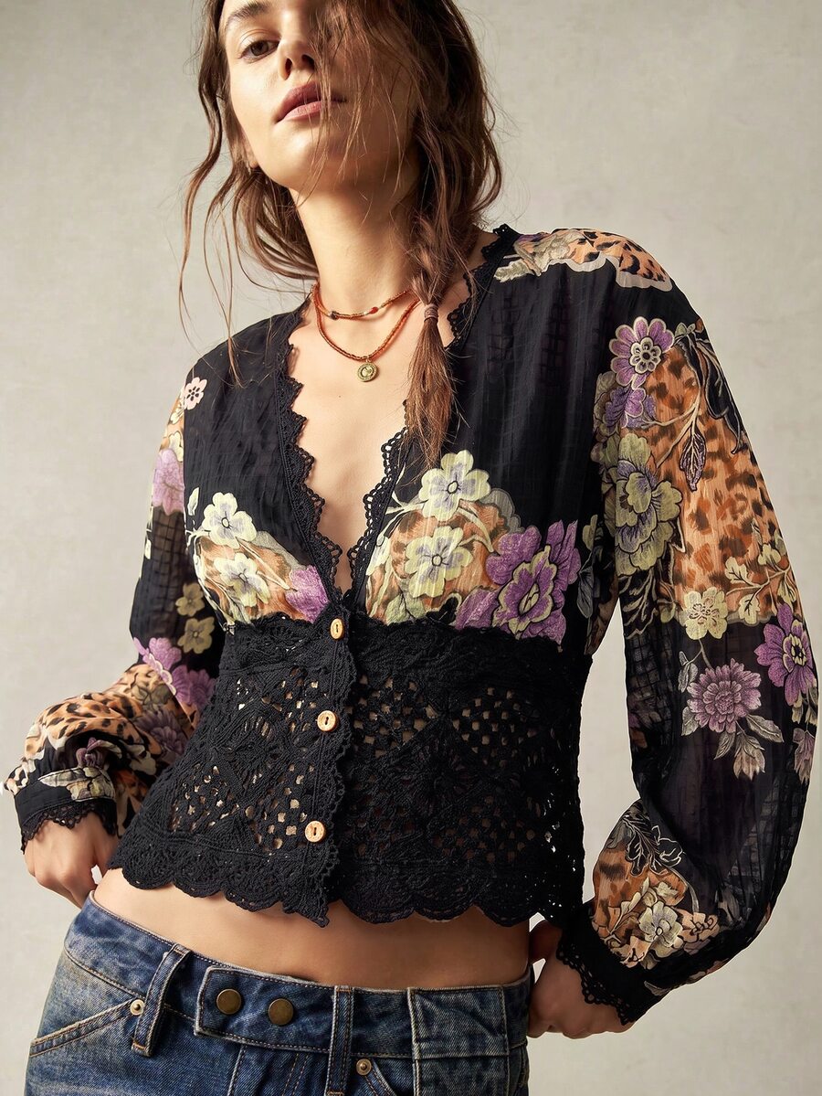Blouse tie and dye avec col femme — pour les vacances