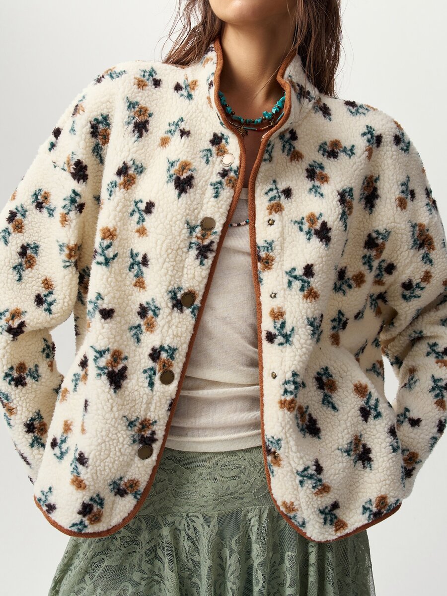 Veste courte manches longues femme — col rond
